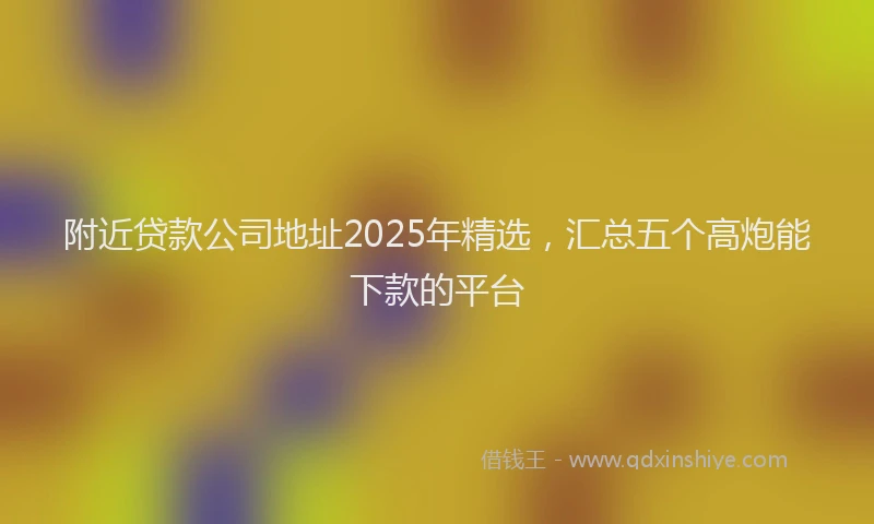 附近贷款公司地址2025年精选，汇总五个高炮能下款的平台