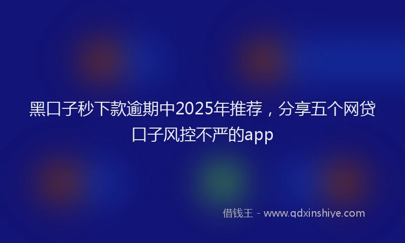 黑口子秒下款逾期中2025年推荐，分享五个网贷口子风控不严的app