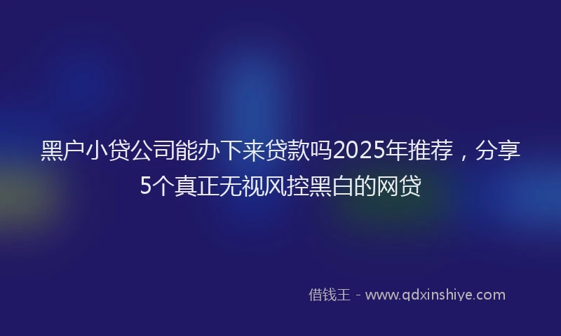 黑户小贷公司能办下来贷款吗2025年推荐，分享5个真正无视风控黑白的网贷