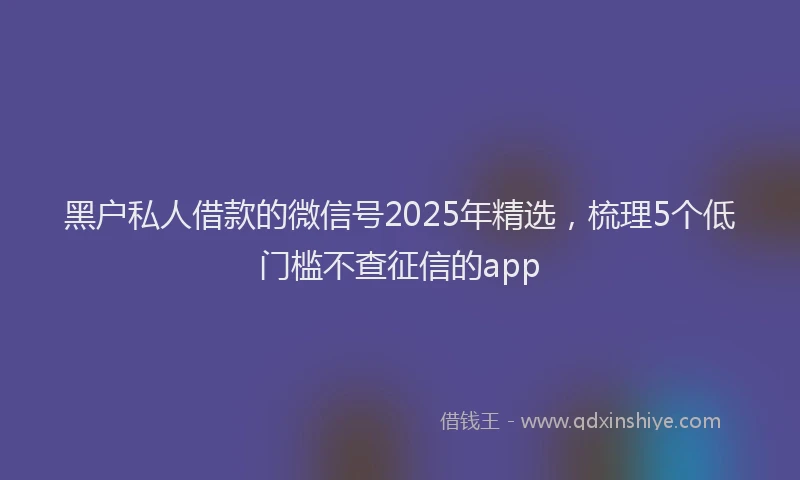 黑户私人借款的微信号2025年精选，梳理5个低门槛不查征信的app
