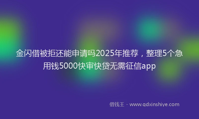 金闪借被拒还能申请吗2025年推荐，整理5个急用钱5000快审快贷无需征信app