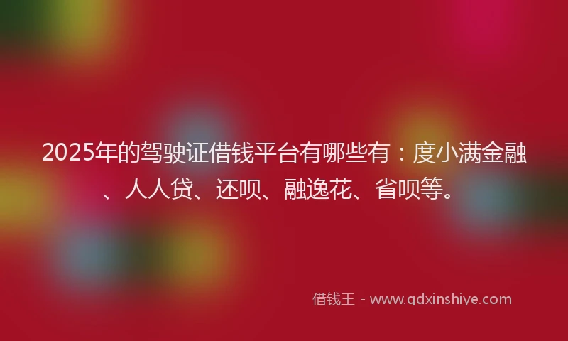 2025年的驾驶证借钱平台有哪些有：度小满金融、人人贷、还呗、融逸花、省呗等。