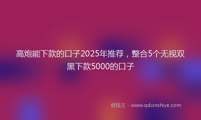 高炮能下款的口子2025年推荐，整合5个无视双黑下款5000的口子