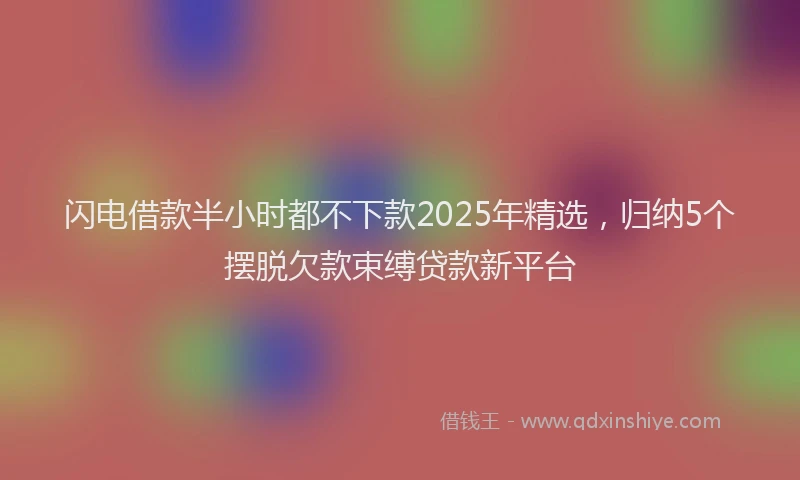 闪电借款半小时都不下款2025年精选，归纳5个摆脱欠款束缚贷款新平台