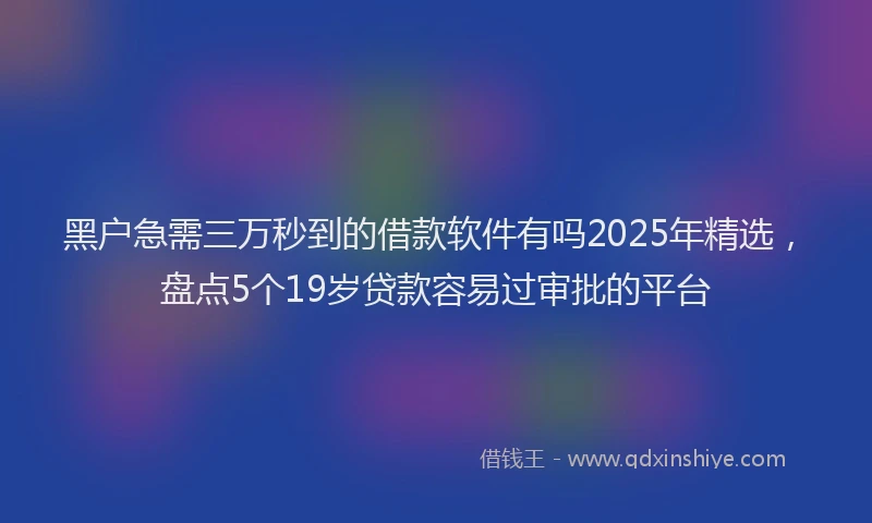 黑户急需三万秒到的借款软件有吗2025年精选，盘点5个19岁贷款容易过审批的平台