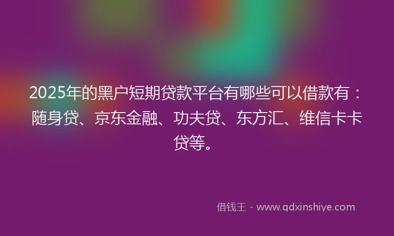 2025年的黑户短期贷款平台有哪些可以借款有：随身贷、京东金融、功夫贷、东方汇、维信卡卡贷等。