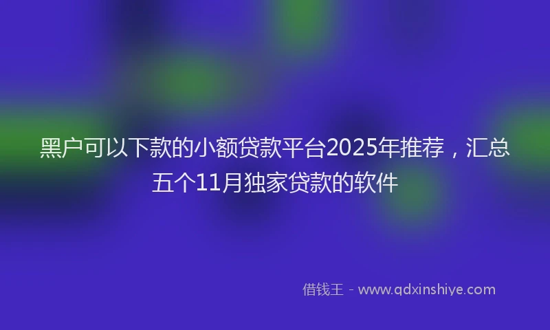 黑户可以下款的小额贷款平台2025年推荐，汇总五个11月独家贷款的软件