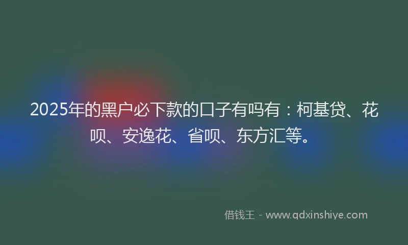 2025年的黑户必下款的口子有吗有：柯基贷、花呗、安逸花、省呗、东方汇等。