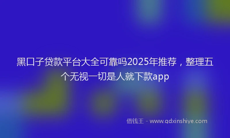 黑口子贷款平台大全可靠吗2025年推荐，整理五个无视一切是人就下款app