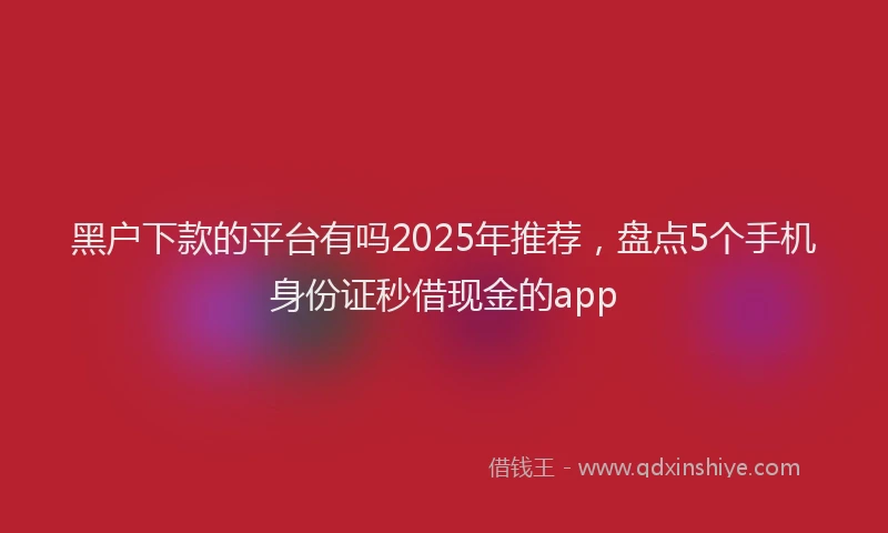 黑户下款的平台有吗2025年推荐，盘点5个手机身份证秒借现金的app