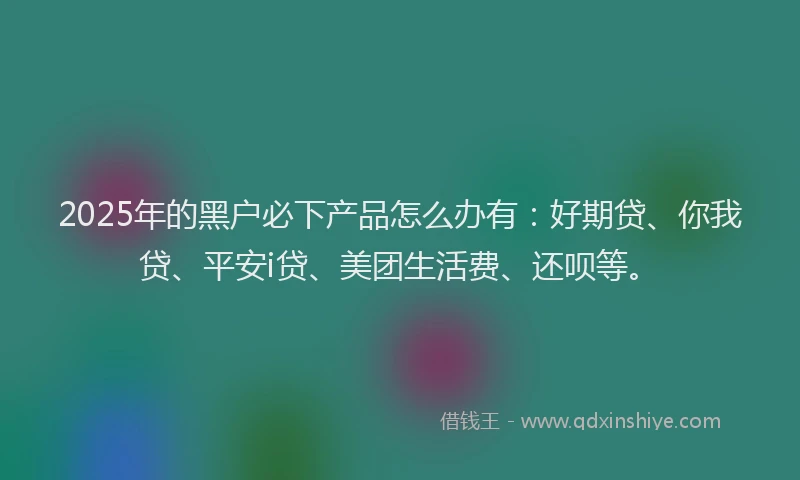 2025年的黑户必下产品怎么办有：好期贷、你我贷、平安i贷、美团生活费、还呗等。