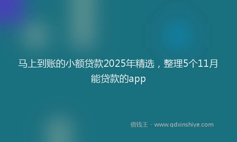 马上到账的小额贷款2025年精选，整理5个11月能贷款的app