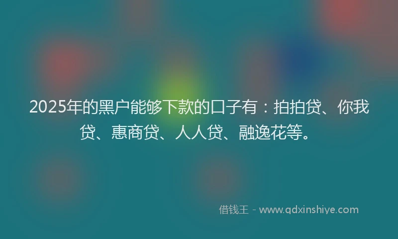 2025年的黑户能够下款的口子有：拍拍贷、你我贷、惠商贷、人人贷、融逸花等。