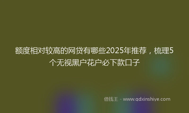 额度相对较高的网贷有哪些2025年推荐，梳理5个无视黑户花户必下款口子