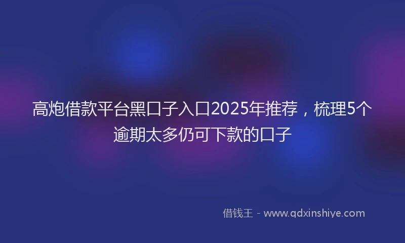 高炮借款平台黑口子入口2025年推荐，梳理5个逾期太多仍可下款的口子