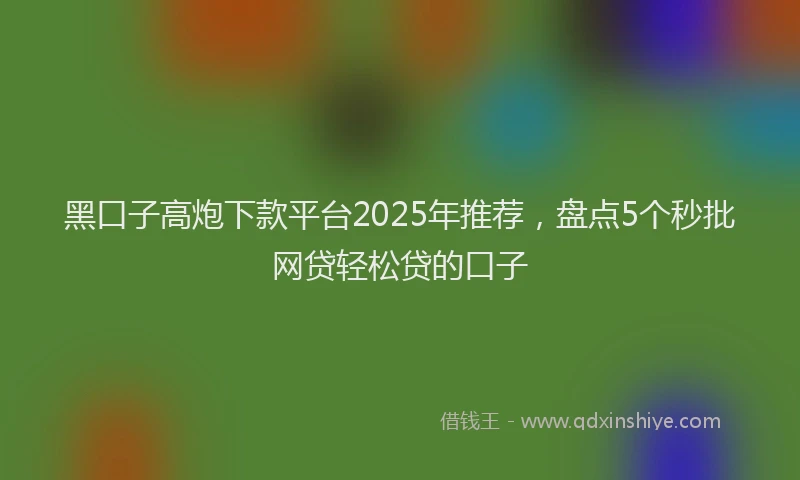 黑口子高炮下款平台2025年推荐，盘点5个秒批网贷轻松贷的口子