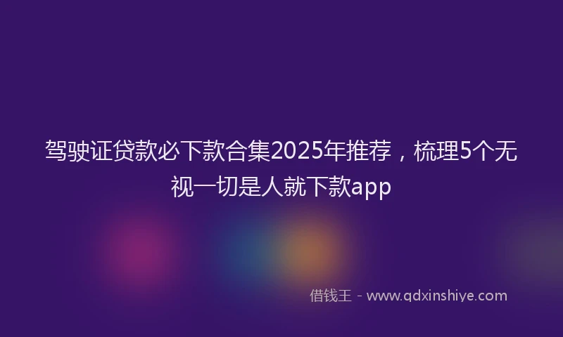 驾驶证贷款必下款合集2025年推荐，梳理5个无视一切是人就下款app