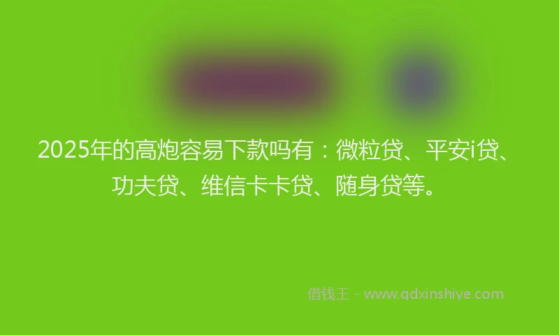 2025年的高炮容易下款吗有：微粒贷、平安i贷、功夫贷、维信卡卡贷、随身贷等。