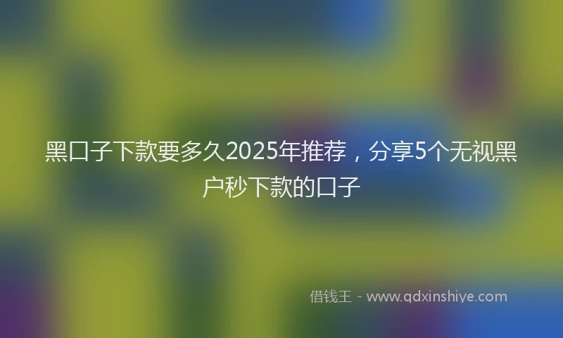 黑口子下款要多久2025年推荐，分享5个无视黑户秒下款的口子