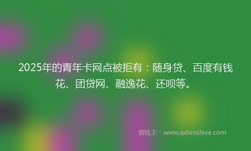 2025年的青年卡网点被拒有：随身贷、百度有钱花、团贷网、融逸花、还呗等。