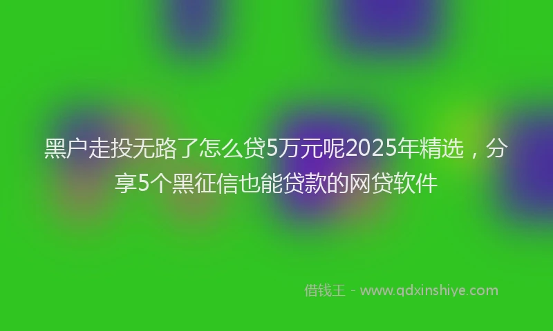 黑户走投无路了怎么贷5万元呢2025年精选，分享5个黑征信也能贷款的网贷软件