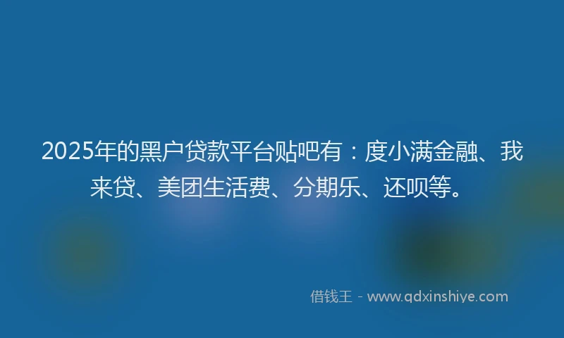 2025年的黑户贷款平台贴吧有：度小满金融、我来贷、美团生活费、分期乐、还呗等。