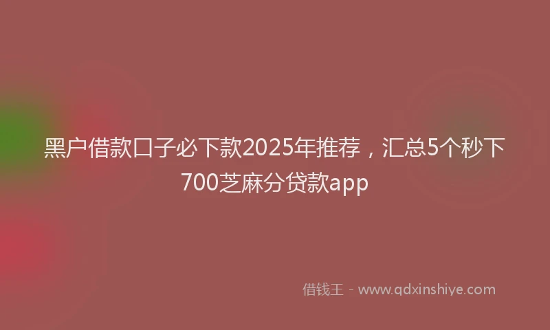 黑户借款口子必下款2025年推荐，汇总5个秒下700芝麻分贷款app