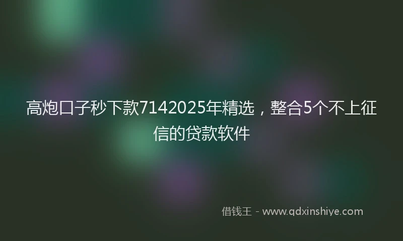 高炮口子秒下款7142025年精选，整合5个不上征信的贷款软件