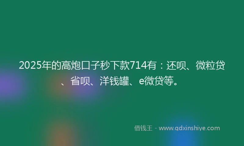 2025年的高炮口子秒下款714有：还呗、微粒贷、省呗、洋钱罐、e微贷等。