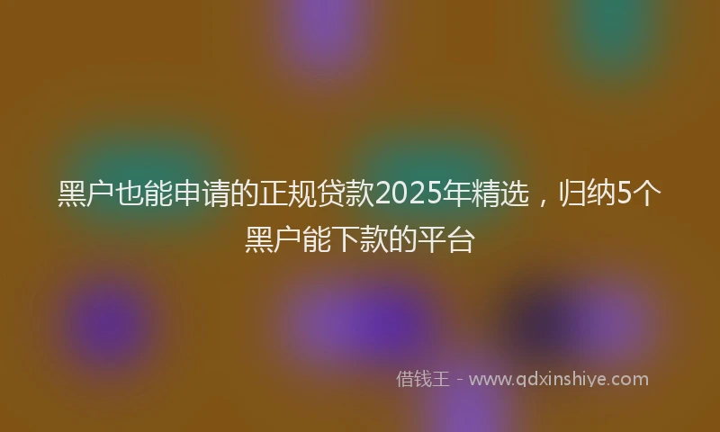 黑户也能申请的正规贷款2025年精选，归纳5个黑户能下款的平台