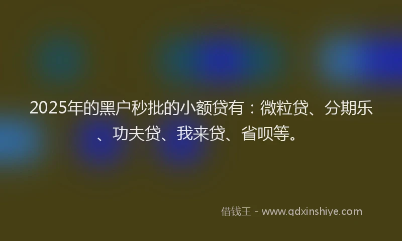 2025年的黑户秒批的小额贷有：微粒贷、分期乐、功夫贷、我来贷、省呗等。