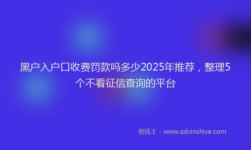黑户入户口收费罚款吗多少2025年推荐，整理5个不看征信查询的平台
