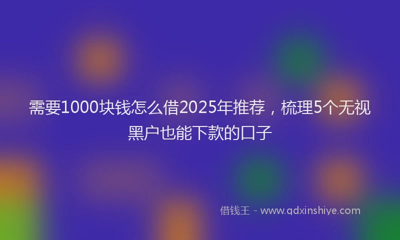 需要1000块钱怎么借2025年推荐，梳理5个无视黑户也能下款的口子