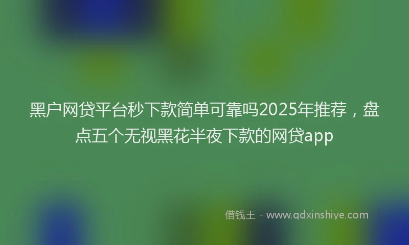 黑户网贷平台秒下款简单可靠吗2025年推荐，盘点五个无视黑花半夜下款的网贷app