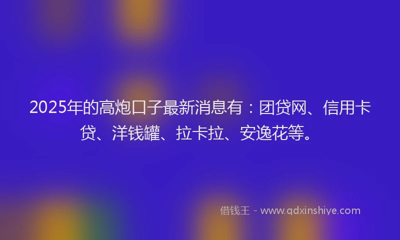 2025年的高炮口子最新消息有：团贷网、信用卡贷、洋钱罐、拉卡拉、安逸花等。