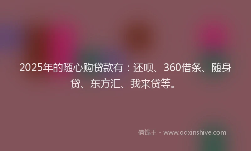 2025年的随心购贷款有：还呗、360借条、随身贷、东方汇、我来贷等。