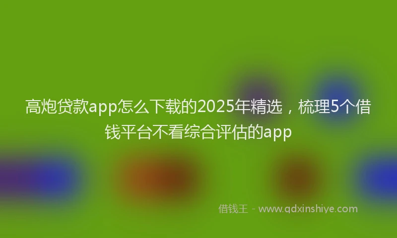 高炮贷款app怎么下载的2025年精选，梳理5个借钱平台不看综合评估的app