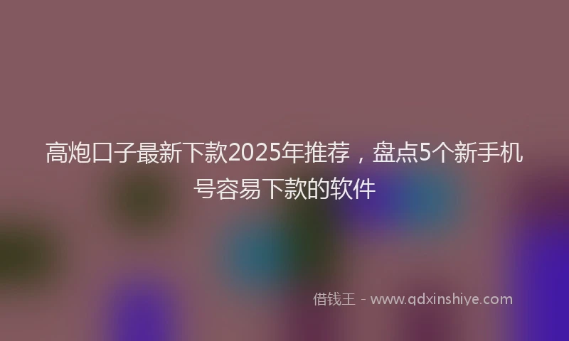 高炮口子最新下款2025年推荐，盘点5个新手机号容易下款的软件