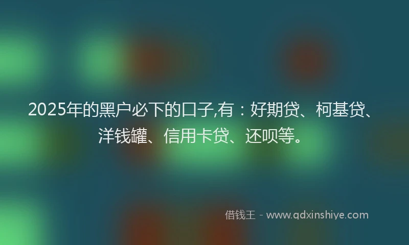 2025年的黑户必下的口子,有：好期贷、柯基贷、洋钱罐、信用卡贷、还呗等。