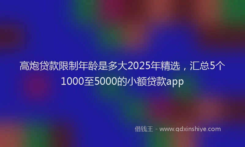 高炮贷款限制年龄是多大2025年精选，汇总5个1000至5000的小额贷款app