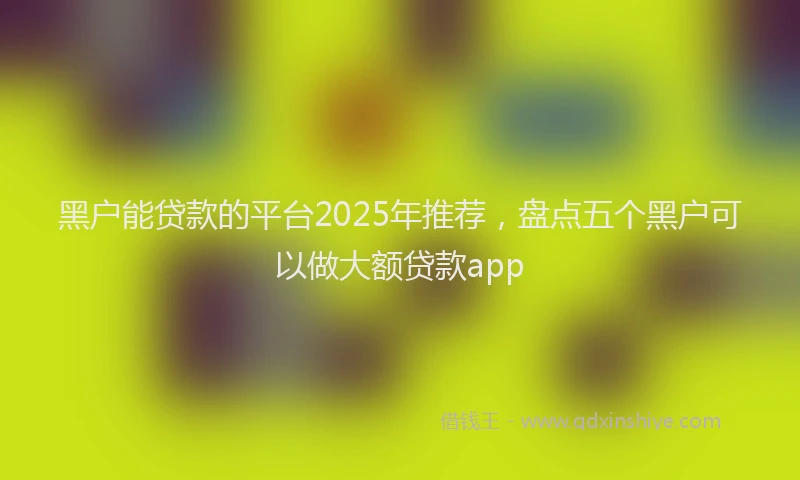 黑户能贷款的平台2025年推荐，盘点五个黑户可以做大额贷款app