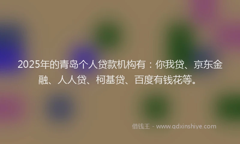 2025年的青岛个人贷款机构有：你我贷、京东金融、人人贷、柯基贷、百度有钱花等。
