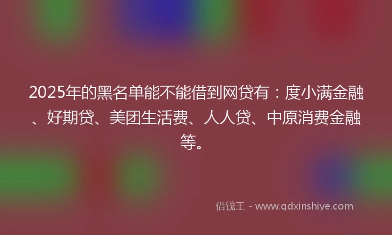 2025年的黑名单能不能借到网贷有：度小满金融、好期贷、美团生活费、人人贷、中原消费金融等。
