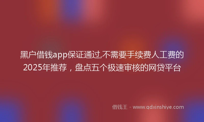 黑户借钱app保证通过,不需要手续费人工费的2025年推荐，盘点五个极速审核的网贷平台