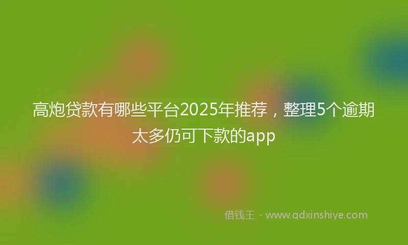 高炮贷款有哪些平台2025年推荐，整理5个逾期太多仍可下款的app
