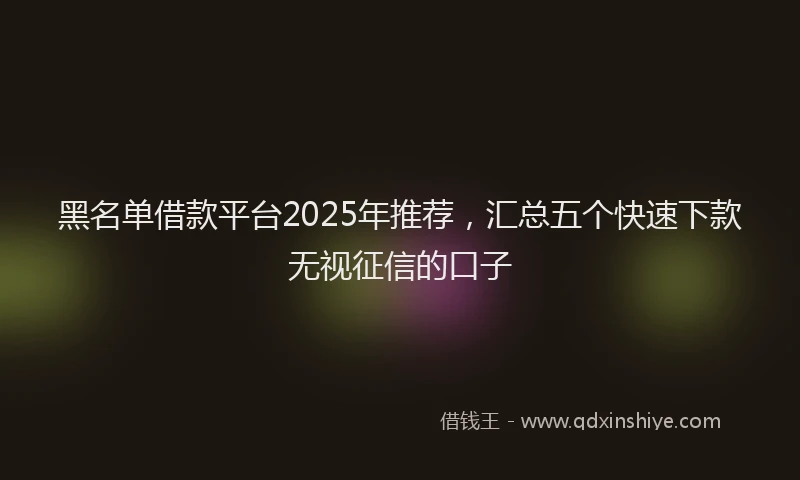黑名单借款平台2025年推荐，汇总五个快速下款无视征信的口子