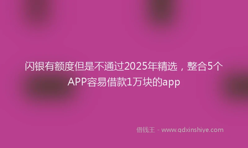 闪银有额度但是不通过2025年精选，整合5个APP容易借款1万块的app