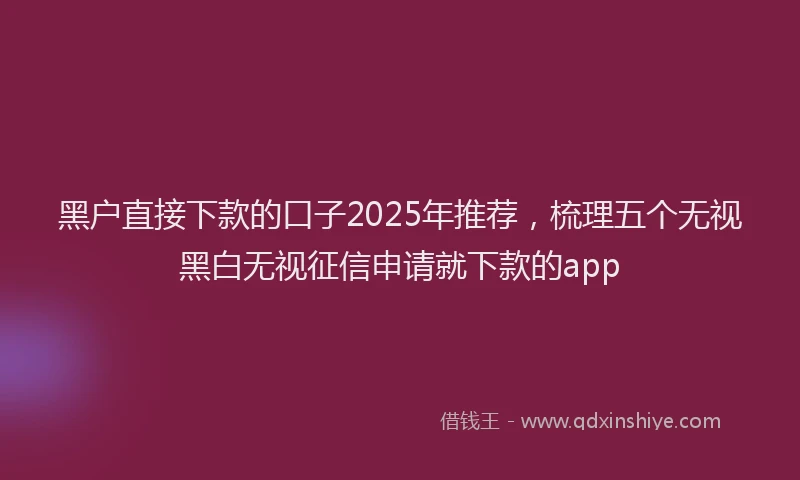 黑户直接下款的口子2025年推荐，梳理五个无视黑白无视征信申请就下款的app