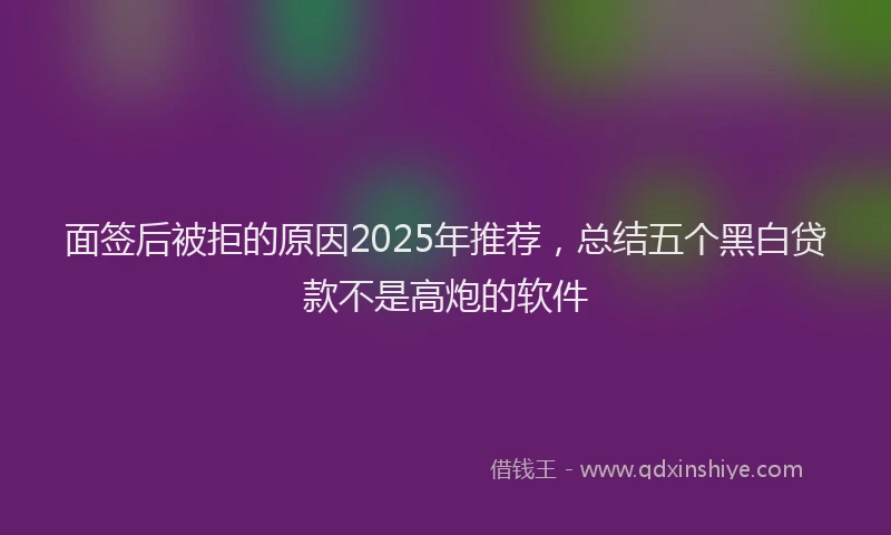 面签后被拒的原因2025年推荐，总结五个黑白贷款不是高炮的软件