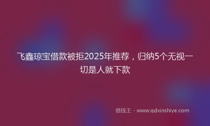 飞鑫琼宝借款被拒2025年推荐，归纳5个无视一切是人就下款